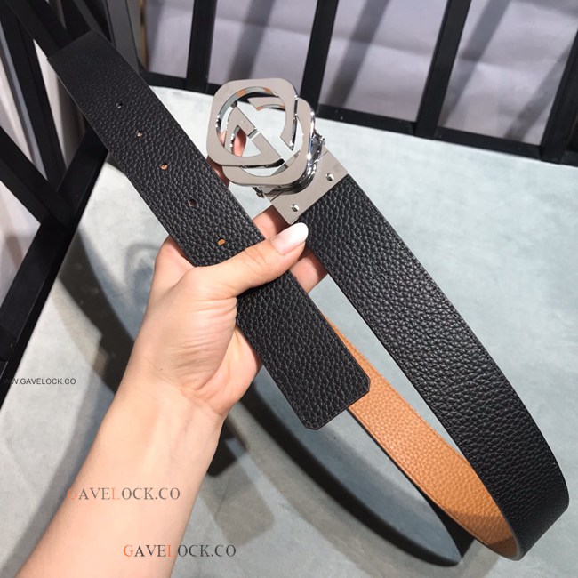Gucci Black & Brown Togo Leather Upgraded Italy Fashion Belt